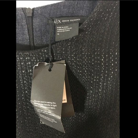 NEW A|X Armani Exchange Pieced‎ Tweed Dress Blue/Black [SZ 12 ] - Picture 6 of 8